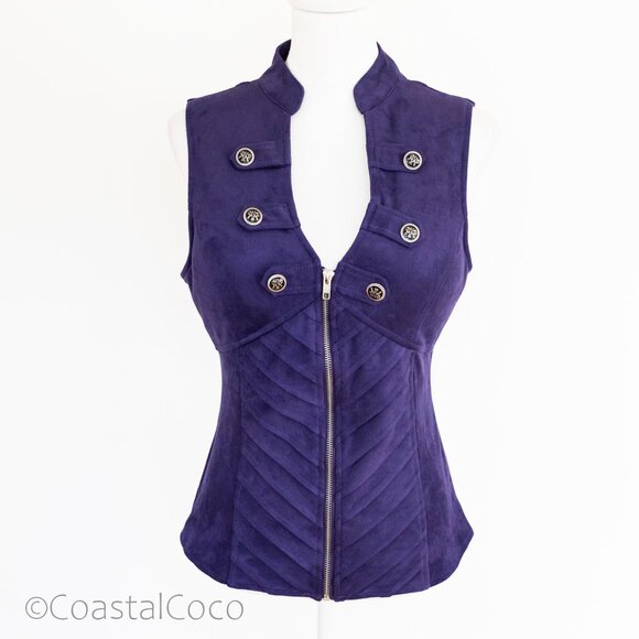 Lydia Suede Corset Vest Top XL Stretchy Bustier Fitted Biker Steampunk Goth NWT - Picture 1 of 12